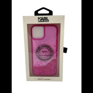 Karl Lagerfeld iPhone 14 Case - Liquid Glitter & Logo